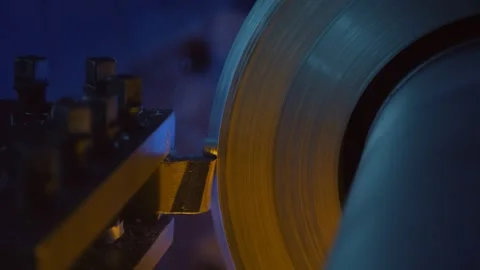 Close up of metalworking CNC milling machine processing detail. Stock Footage 135654839