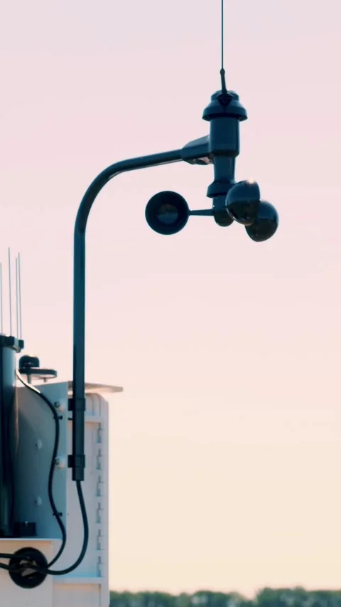 Close-up of meteorological instrument. A small weather station on a farm field, Stock Footage 313345487