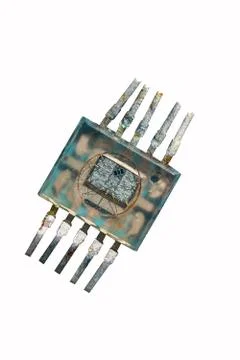 Close up of micro chip isolated on white background Stock Photos