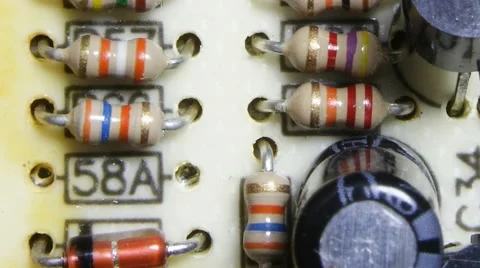 Close-up of micro circuit, resistors and chips. Stock Footage 59152969