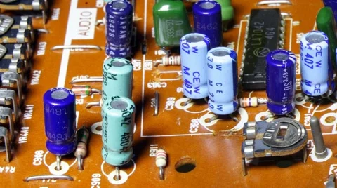 Close-up of micro circuit, resistors and chips. Stock Footage 59156045