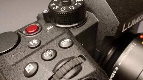 Close-up of the Micro Four thirds camera body Stock Footage 313833402