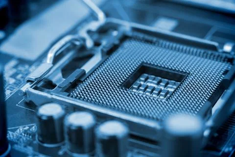 Close-up of micro parts of computer chip 写真素材