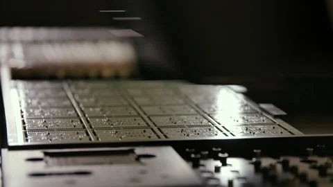 Close up microchip manufacturing in factory Stock Footage 252756186