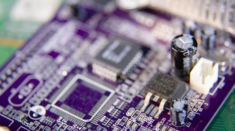 Close-up. Microchips on an electronic board. Abstract background Stock Photos