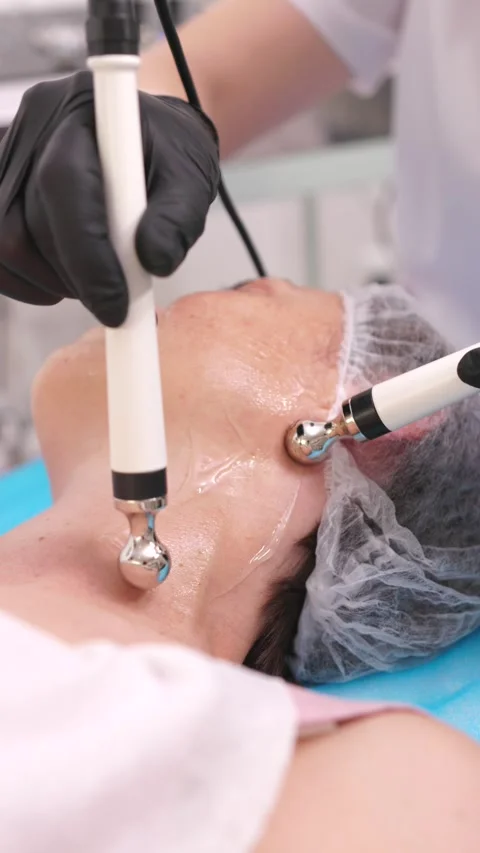 Close-Up of Microcurrent Neck Procedure Stock Footage 278529785