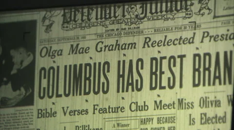 Close up microfiche viewing screen as newspaper spins through Video stock 49320502