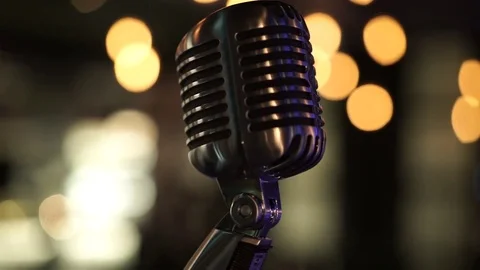 Close up of microphone on blurred background Stock Footage 71494641