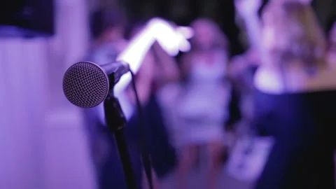 Close-up microphone, karaoke, dancing Stock Footage 92104354