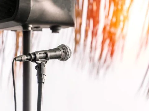 Close-up of Microphone on Stage with Blurred Background Stock Photos