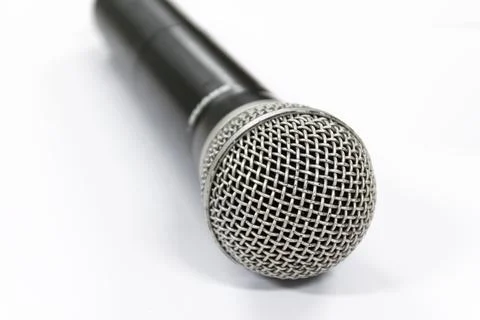 Close up microphone on white background Stock Photos