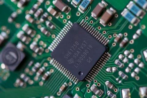 Close-up of a microprocessor Stockfoto's