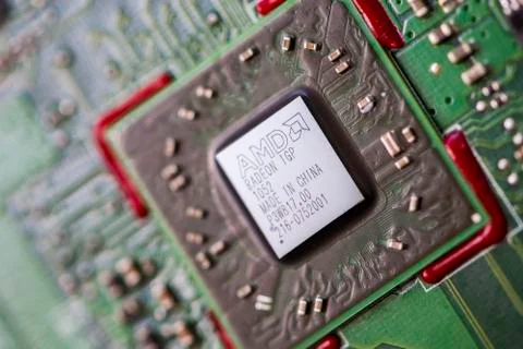 Close-up of a microprocessor Stockfoto's