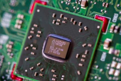 Close-up of a microprocessor Stock Photos