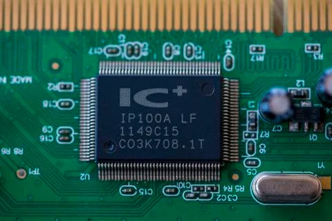 Close-up of a microprocessor Stockfoto's