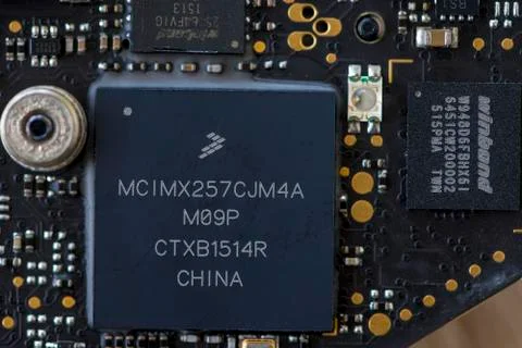 Close-up of a microprocessor Stockfoto's