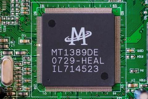 Close-up of a microprocessor Stockfoto's