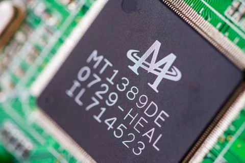 Close-up of a microprocessor Stockfoto's