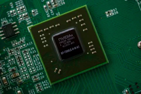 Close-up of a microprocessor Stockfoto's