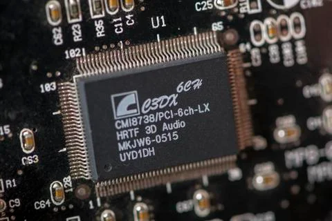 Close-up of a microprocessor Stockfoto's