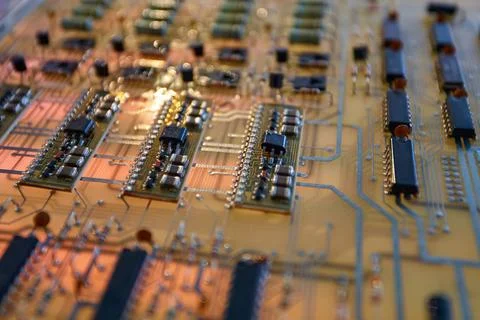 Close-up of microprocessor technology. The internal structure of the comput.. 스톡 사진