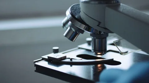 Close up of microscope and test sample 库存影片 70153008