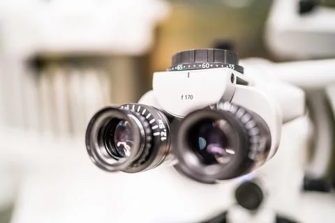 Close up microscope at the dentist Stock Photos