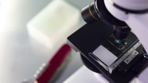 Close up on microscope in laboratory. Stock Footage 91559990