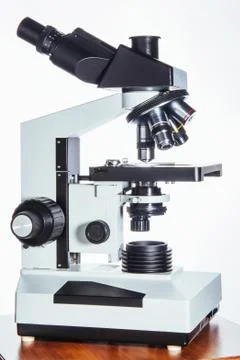 Close up of microscope at the laboratory. Stock Photos