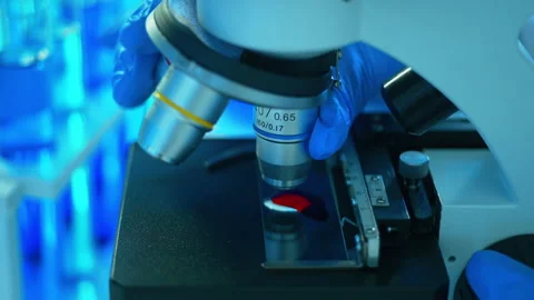 Close up of microscope in laboratory, Science and technology healthcare Stock Footage 146181096