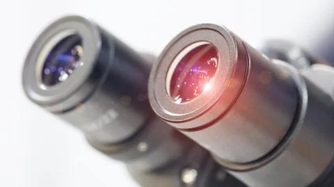 Close up of microscope lenses Stock-Fotos