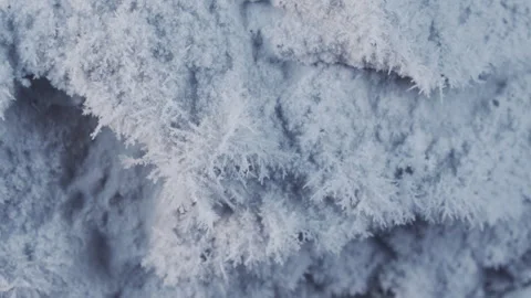Close up of microscopic ice and snow crystals forming and growing Stock Footage 252365733