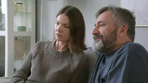 Close Up of Middle Age Man With His Daughter. Smiling Beautiful Woman Video stock 153806418