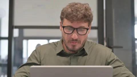 Close up of Middle Aged Man Typing on Laptop Stock Footage 307224128