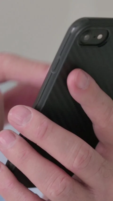 Close up of Middle Aged Man Using Smartphone, Vertical Video 스톡 동영상 339585219