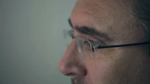 Close up middle-aged man working on a computer. Macro lens Stock Footage 39491399