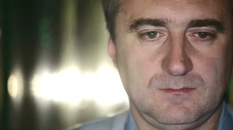 Close up a middle aged man working at a computer in the lab. Shot with slider. Stock Footage 42043263