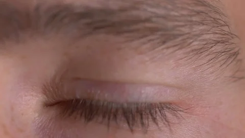 Close up of middle aged man's eyes. Slow motion Stock Footage 119321923