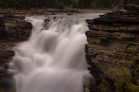 A close up of the mighty Athabasca Waterfall in Banff National Park, Canada, the Stock Photos