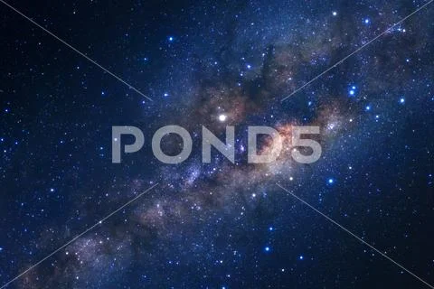 Close up of Milky way galaxy with stars and space dust in the universe Stock Photos