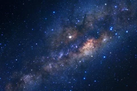 Close up of Milky way galaxy with stars and space dust in the universe Stock Photos