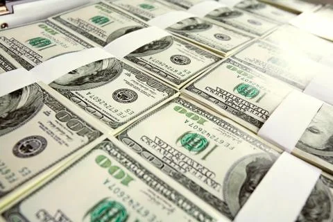 Close-up of million dollars made from lots of hundred bills Stock Photos