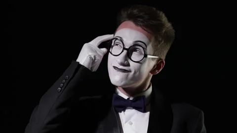 Close-up of mime man looking at the camera Video stock 107860319