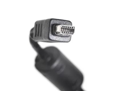 .Close-up of a mini USB cable isolated Stock Photos