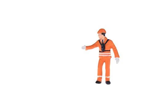 Close up of Miniature people in engineer and worker occupation isolate on w.. Stock Illustration