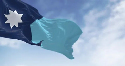 Close-up of Minnesota new state flag waving on a clear day Stock Footage 303426740