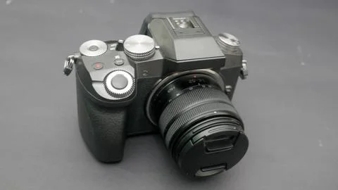 Close up of mirrorless camera 02 Stock Photos