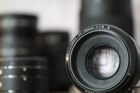 Close up of a Mirrorless camera lens Stock Photos