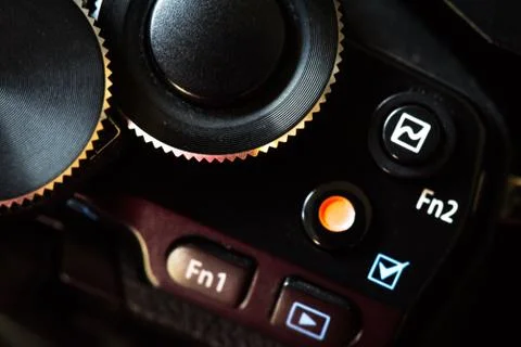 Close up Mirrorless micro 4/3 Digital Camera dial and function button. Digita Stock Photos