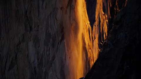 Close up of misty stream in Yosemite's firefall event. 動画素材 331159563